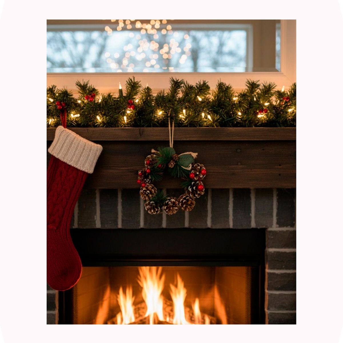 GENERICO - Corona Guirnalda navidad Pino 18 x 18 cm