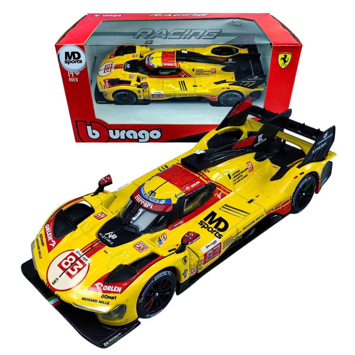 BBURAGO - Pack 3 Auto Hypercar Scuderia Ferrari 499p 24hrs Lemans 1:43