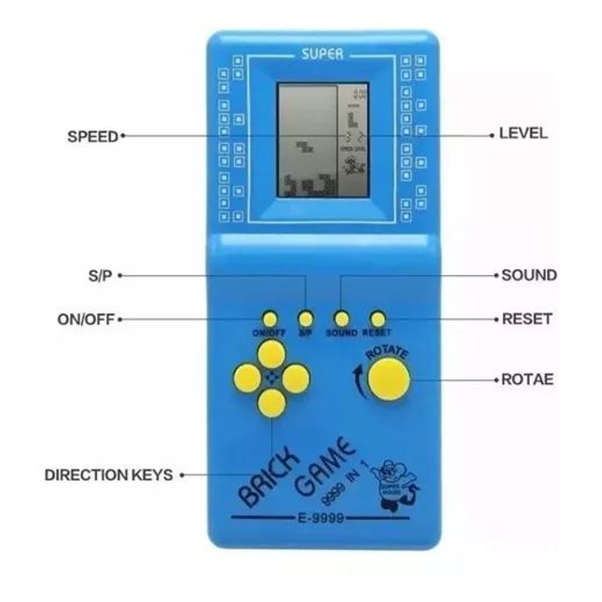 GENERICO - Consola de juegos retro Brick Game+2 pilas AA incluidas