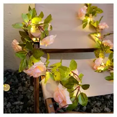 GENERICO - Guirnalda Rosas Artificial Led Solar 2 metros DecoraciónJardín Navidad