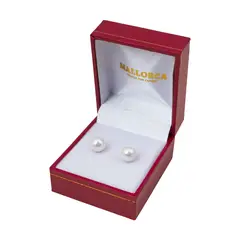 MALLORCA - Aros De Perla De De 8 Mm Vastago Plata - Blanco