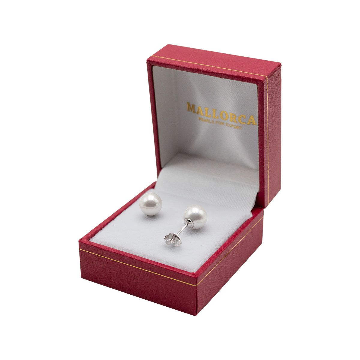 MALLORCA - Aros De Perla De Mallorca De 8 Mm Vastago Plata - Blanco