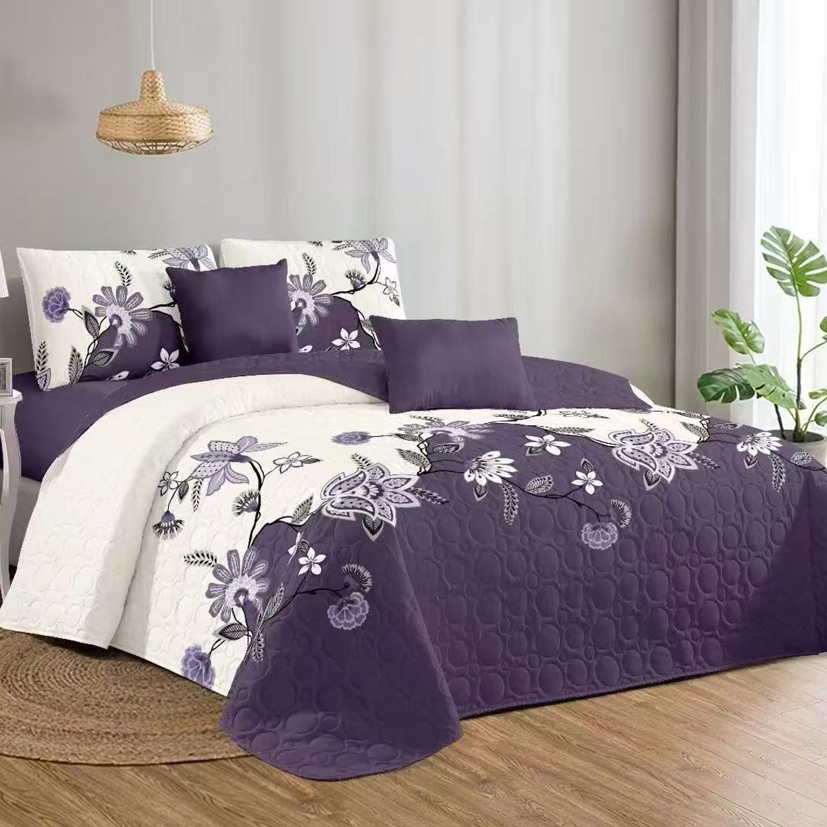 GENERICO - COBERTOR DE VERANO QUILT 2 PLAZAS CON DISEÑO