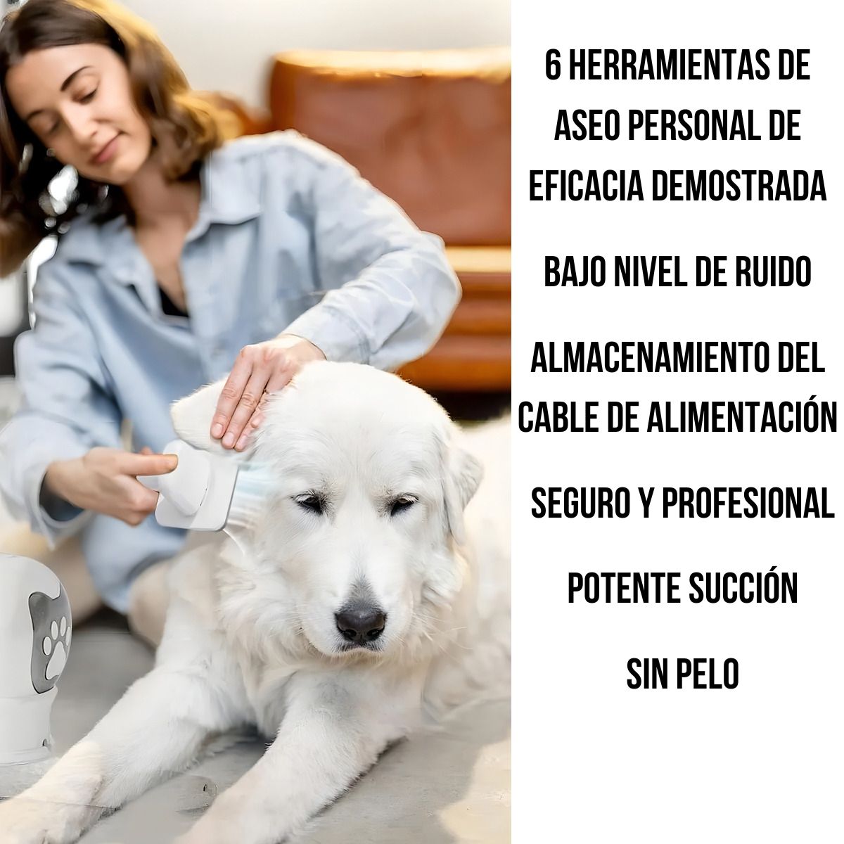 GENERICO - Maquina Cepillo Aspiradora Pelo Mascotas Gato Perro 6 En 1