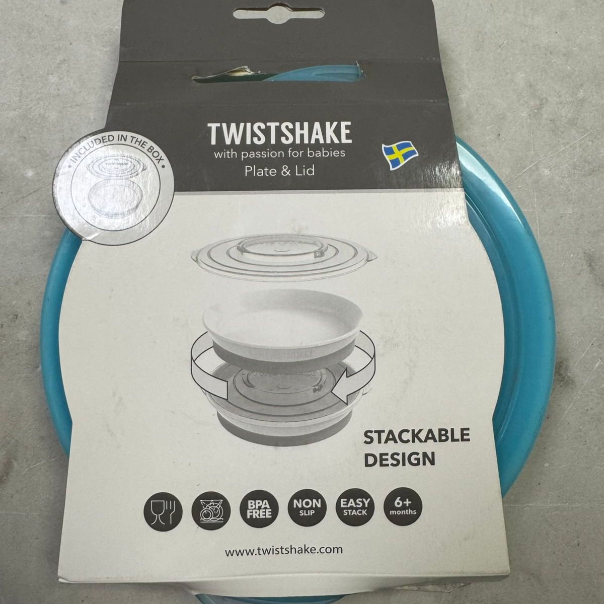 TWISTSHAKE - Plato Con Tapa Alimentación Bebé Twistshake 6+m Celeste