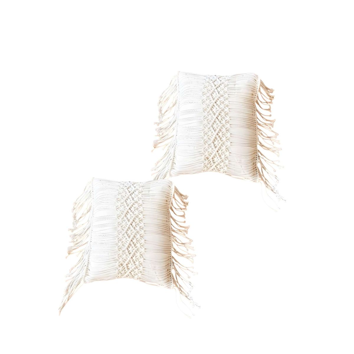 GENERICO - SET DE 2 FUNDAS DE COJIN ESTILO BOHEMIO 45X45 CM BLANCO 02