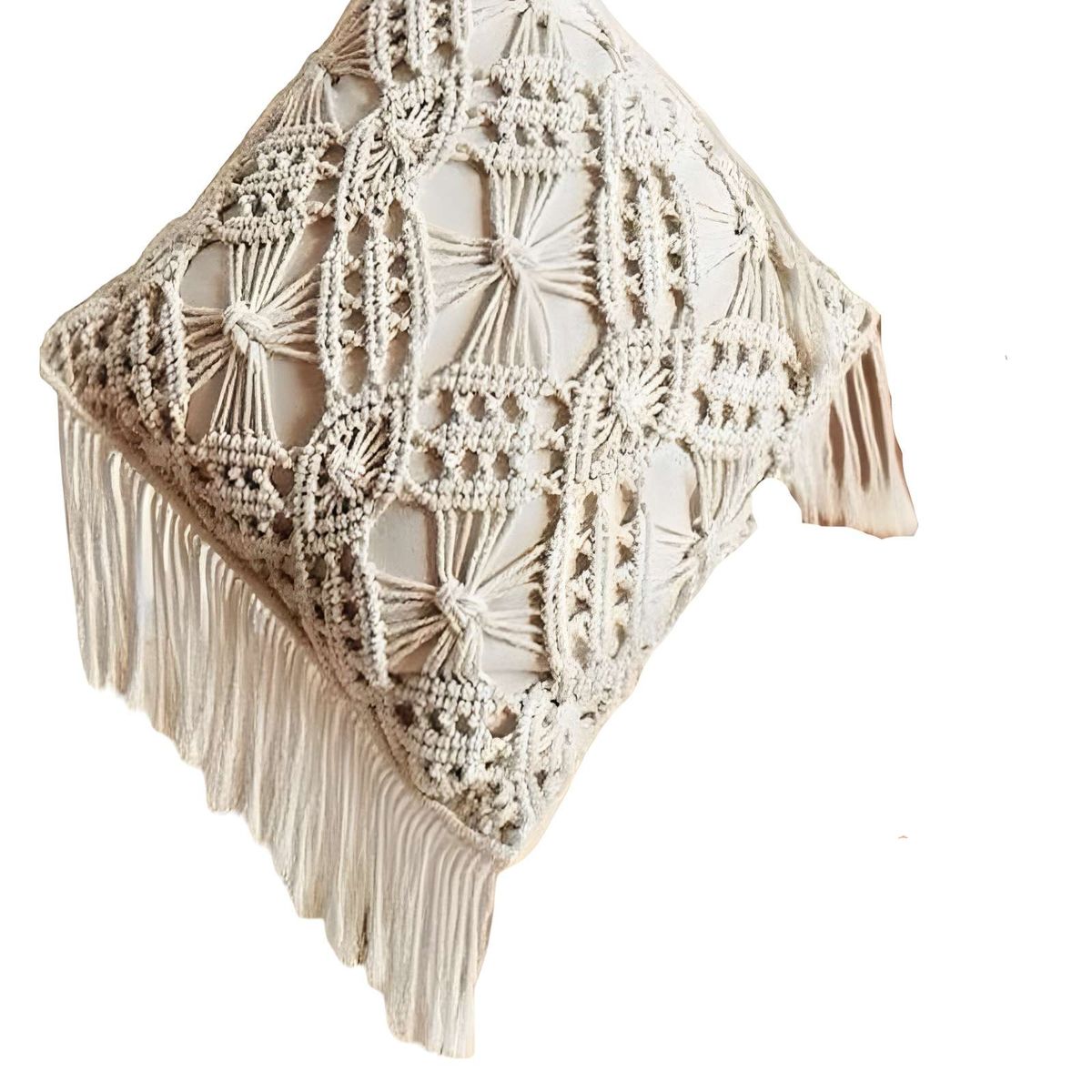 GENERICO - SET DE 4 FUNDAS DE COJIN ESTILO BOHEMIO 45X45 CM BLANCO 06