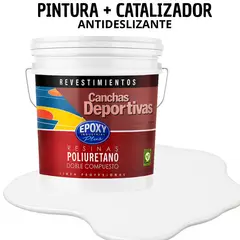 EPOXY - PINTURA ALTO TRÁFICO PU 2K - CANCHAS ANTIDESLIZANTE - TINETA 10L BLANCO PURO