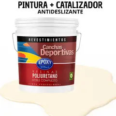 EPOXY - PINTURA ALTO TRÁFICO PU 2K - CANCHAS ANTIDESLIZANTE - TINETA 10L CREMA SUAVE