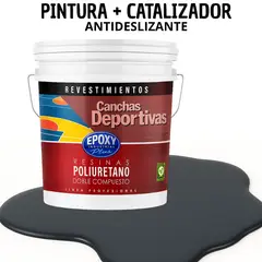 EPOXY - PINTURA ALTO TRÁFICO PU 2K - CANCHAS ANTIDESLIZANTE - TINETA 10L GRAFITO