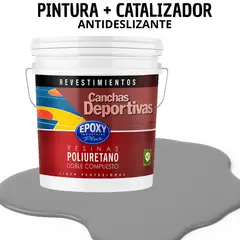 EPOXY - PINTURA ALTO TRÁFICO PU 2K - CANCHAS ANTIDESLIZANTE - TINETA 10L GRIS MEDIO