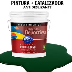 EPOXY - PINTURA ALTO TRÁFICO PU 2K - CANCHAS ANTIDESLIZANTE - TINETA 10L VERDE BOSQUE