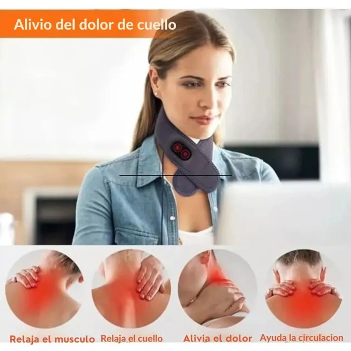 MOVI - Masajeador Térmico De Cuello 2 en 1 (Vibración y Terapia Calor)