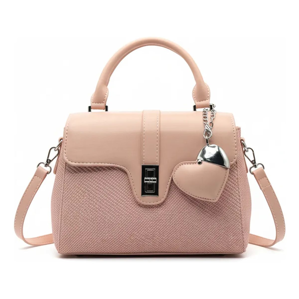 BOVINITA - Cartera Rosada Mujer Con Correa Larga Y Colgante Corazón