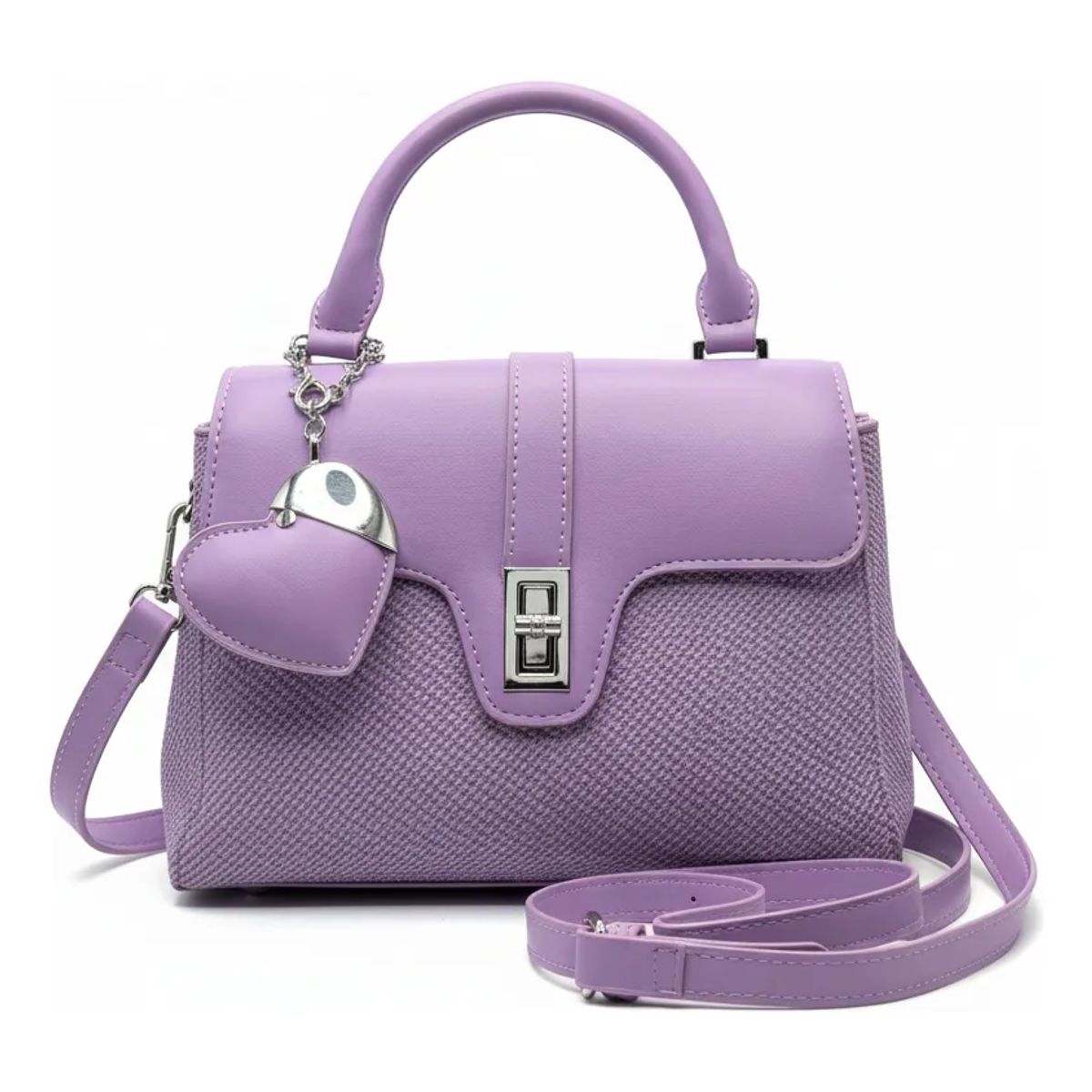 BOVINITA - Cartera Mujer Lila Con Correa Larga Y Llavero Decorativo