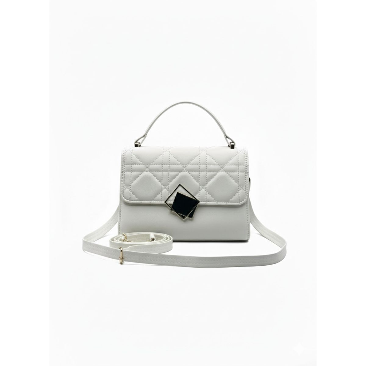 BOVINITA - Cartera Blanca Bandolera Tira Larga Diseño Acolchado Correa