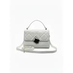 BOVINITA - Cartera Blanca Bandolera Tira Larga Diseño Acolchado Correa