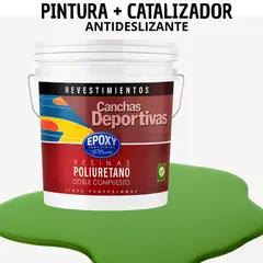 EPOXY - PINTURA ALTO TRÁFICO PU 2K - CANCHAS ANTIDESLIZANTE - TINETA 10L VERDE MEDIO