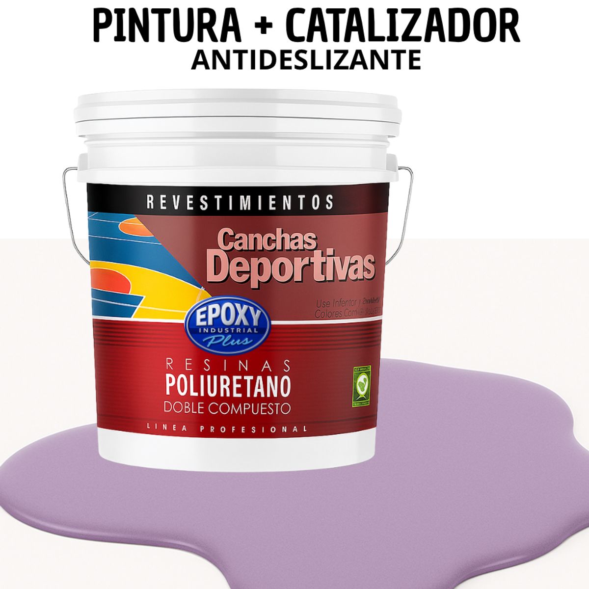 EPOXY - PINTURA  ALTO TRÁFICO PU 2K - CANCHAS ANTIDESLIZANTE - TINETA 10L VIOLETA SUAVE