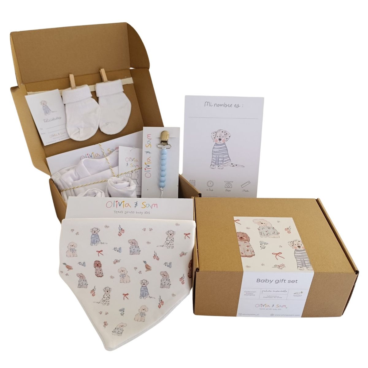 OLIVIA Y SAM - CAJA REGALO BABY SHOWER PUPPY MOMENTS