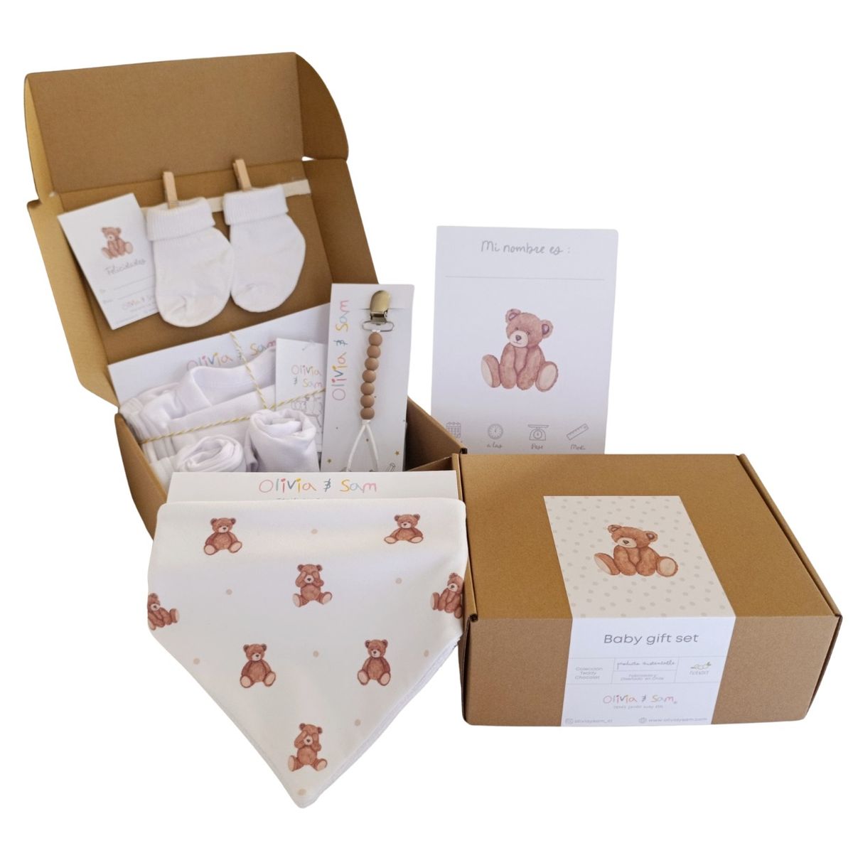 OLIVIA Y SAM - CAJA REGALO BABY SHOWER TEDDY