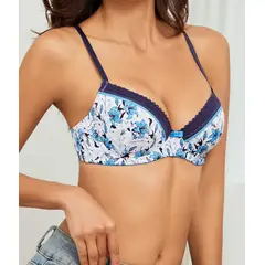 KIRAMA CLOTHING STORE - Sostén Floral Azul Mujer Alto Soporte