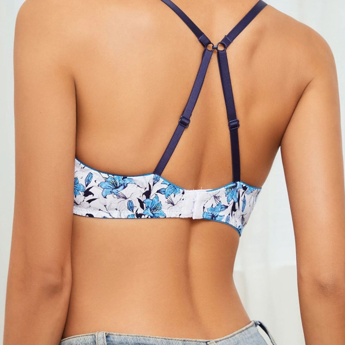 KIRAMA CLOTHING STORE - Sostén Floral Azul Mujer  Alto Soporte