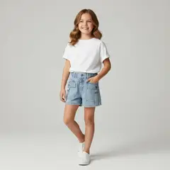 KIBOU - Short jeans niños azul medio vintage estilo cargo