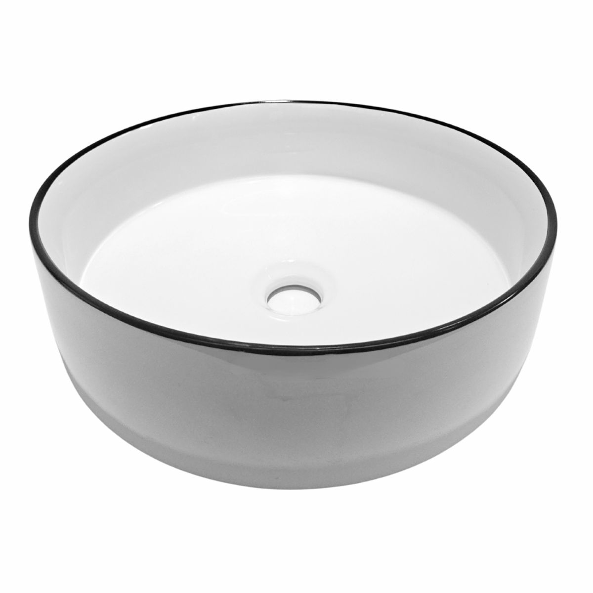 MODERN SPACE - Lavamanos Sobreponer Blanco 36x36 Cm Elegante Borde Negro