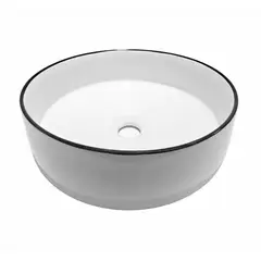 MODERN SPACE - Lavamanos Sobreponer Blanco 36x36 Cm Elegante Borde Negro