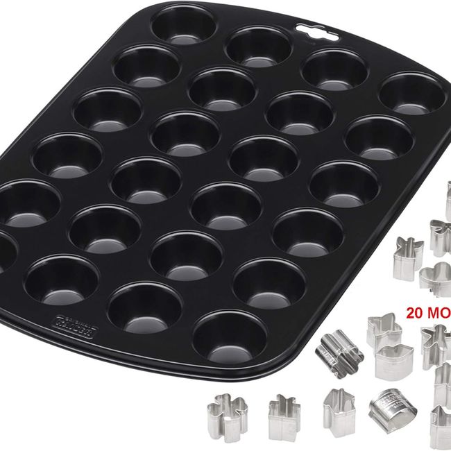 KAISER - SET Molde bandeja 24 mini muffins y 20 mini cortadores de galletas navideñas