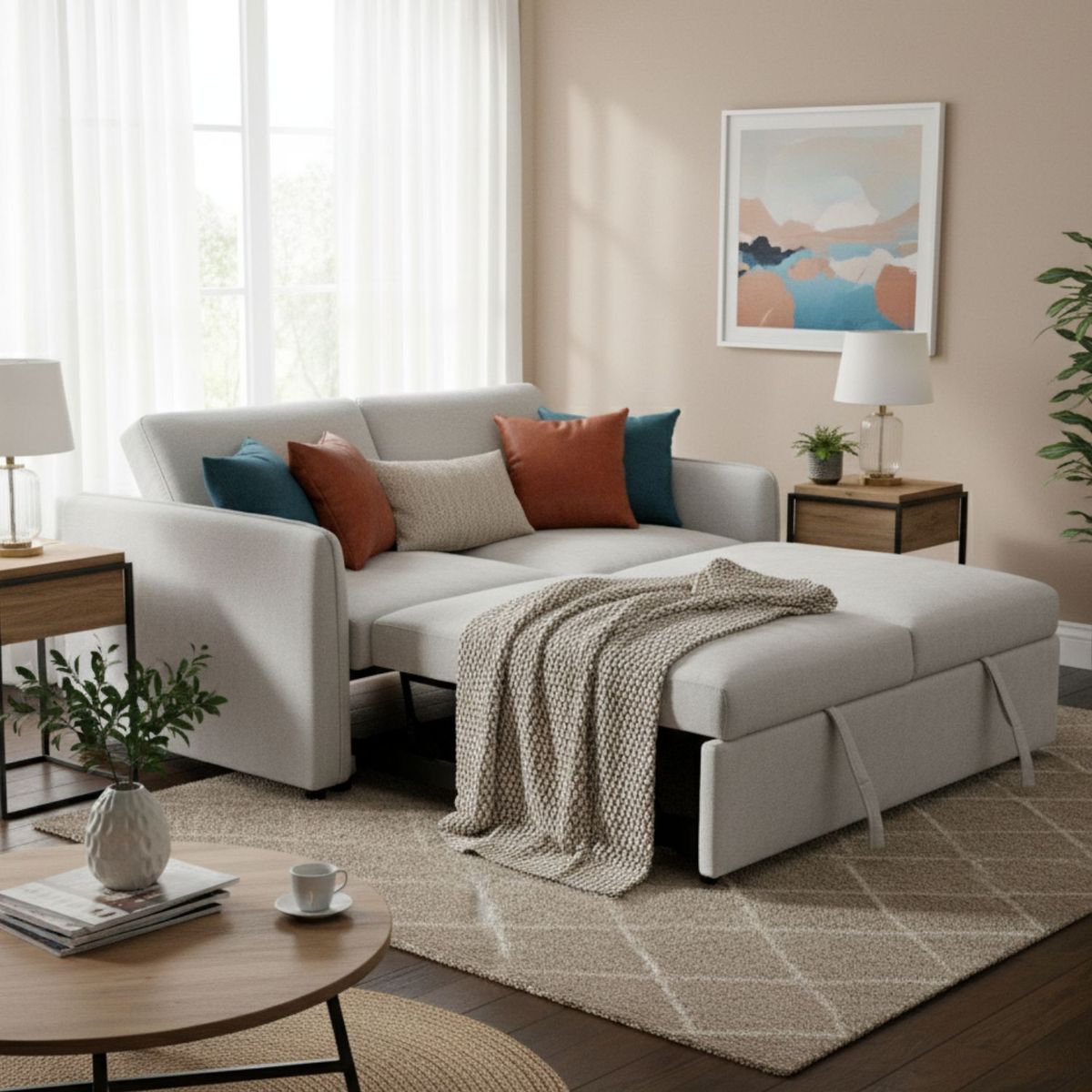 DANIELS - Sofá Cama 2 Cuerpos Moderno New Dallas Beige