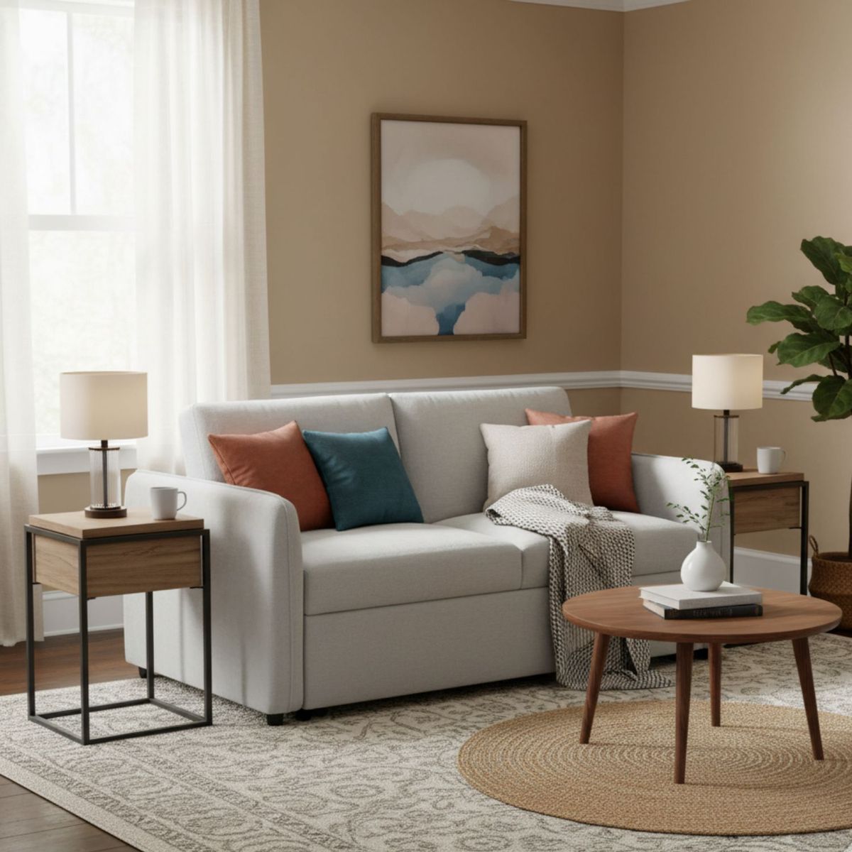 DANIELS - Sofá Cama 2 Cuerpos Moderno New Dallas Beige