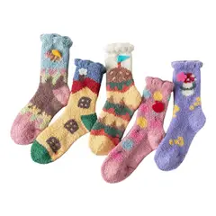 QIKUN - Calcetines Mujer Coralina 3 Pares Surtidos