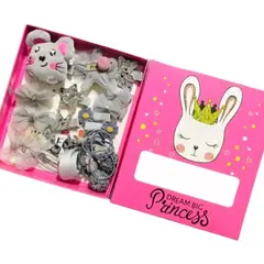 OMAS - Set de Lujo Accesorios Cabello Infantil Conejo Caja De Regalo