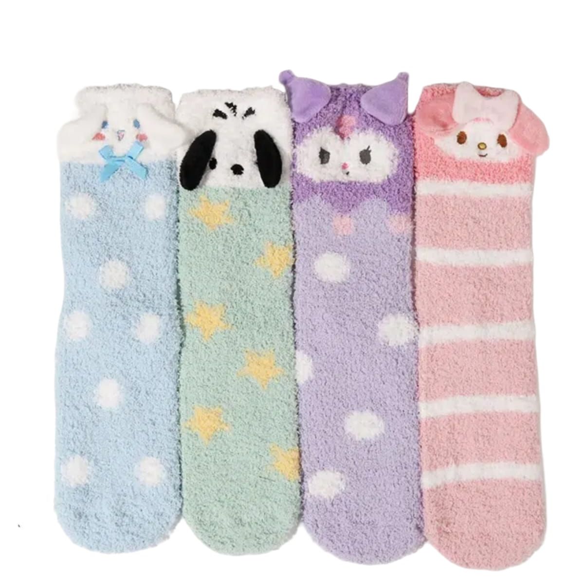 QIKUN - Calcetines Infantil Niña Kitty y Amigos Coralina 3 Pares Surtidos