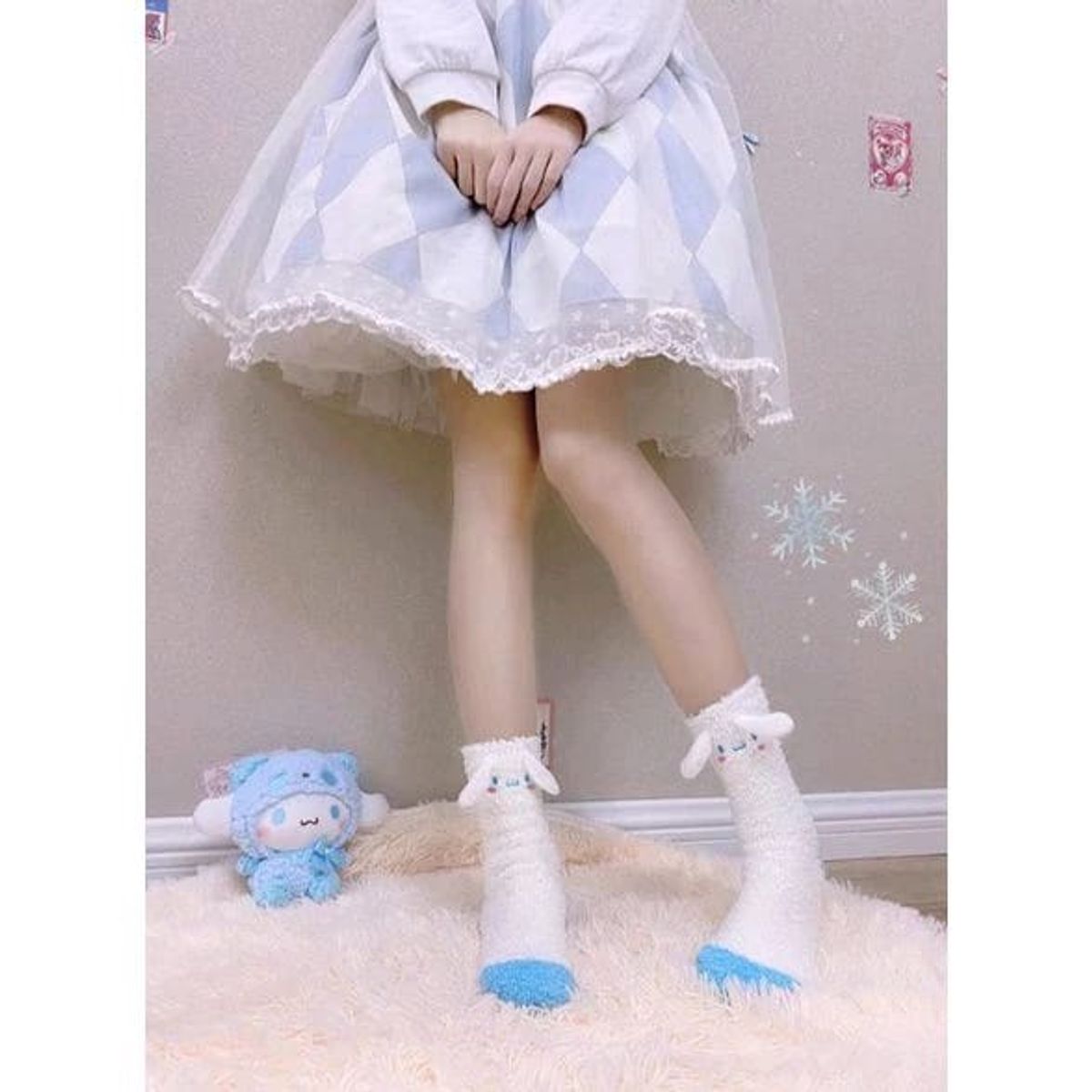 QIKUN - Calcetines Infantil Niña Kitty y Amigos Coralina 3 Pares Surtidos