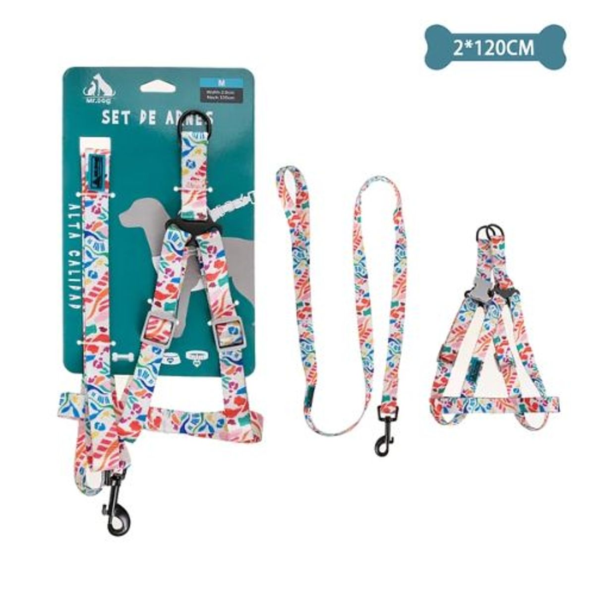 GENERICO - Set de arnés y correa 20cm120cm Multicolor