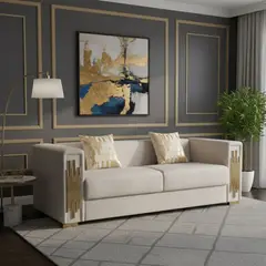 DANIELS - Sofá Elegante 3 Cuerpo Moderno Beige Spencer