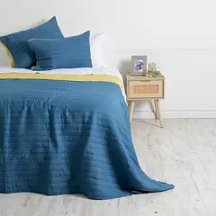 MASHINI - Quilt Toledo Bicolor 180x240 cm 1.5 P Azul-Amarillo + Funda