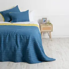 MASHINI - Quilt Toledo Bicolor 1.5 P Azul-Amarillo + Funda