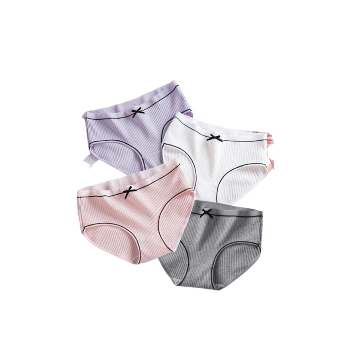 KIRAMA CLOTHING STORE - Calzón de Algodón con Ribete Negro y Lazo  Estilo Dulce y Diario