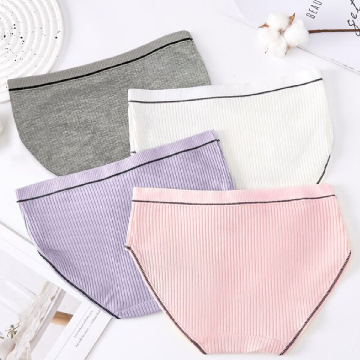 KIRAMA CLOTHING STORE - Calzón de Algodón con Ribete Negro y Lazo  Estilo Dulce y Diario