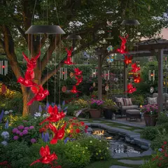 GENERICO - Campana de Viento Cardenal Rojo con Luz Solar