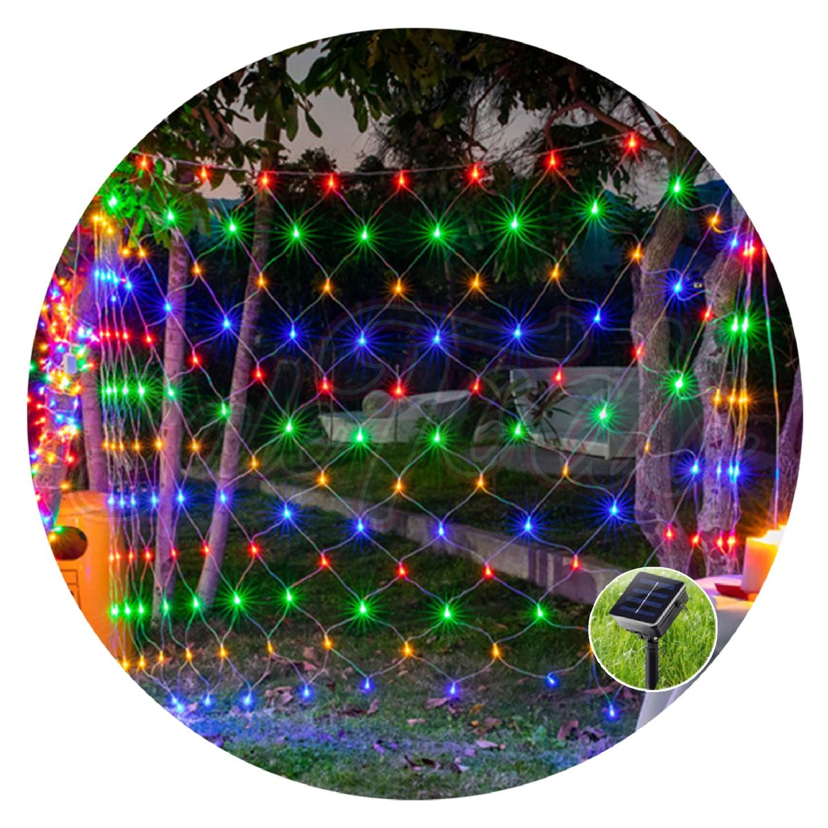 GENERICO - Luces Cascada Malla Led Solar 2x2mts Navidad Decoración Multicolor