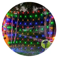 GENERICO - Luces Cascada Malla Led Solar 2x2mts Navidad Decoración Multicolor