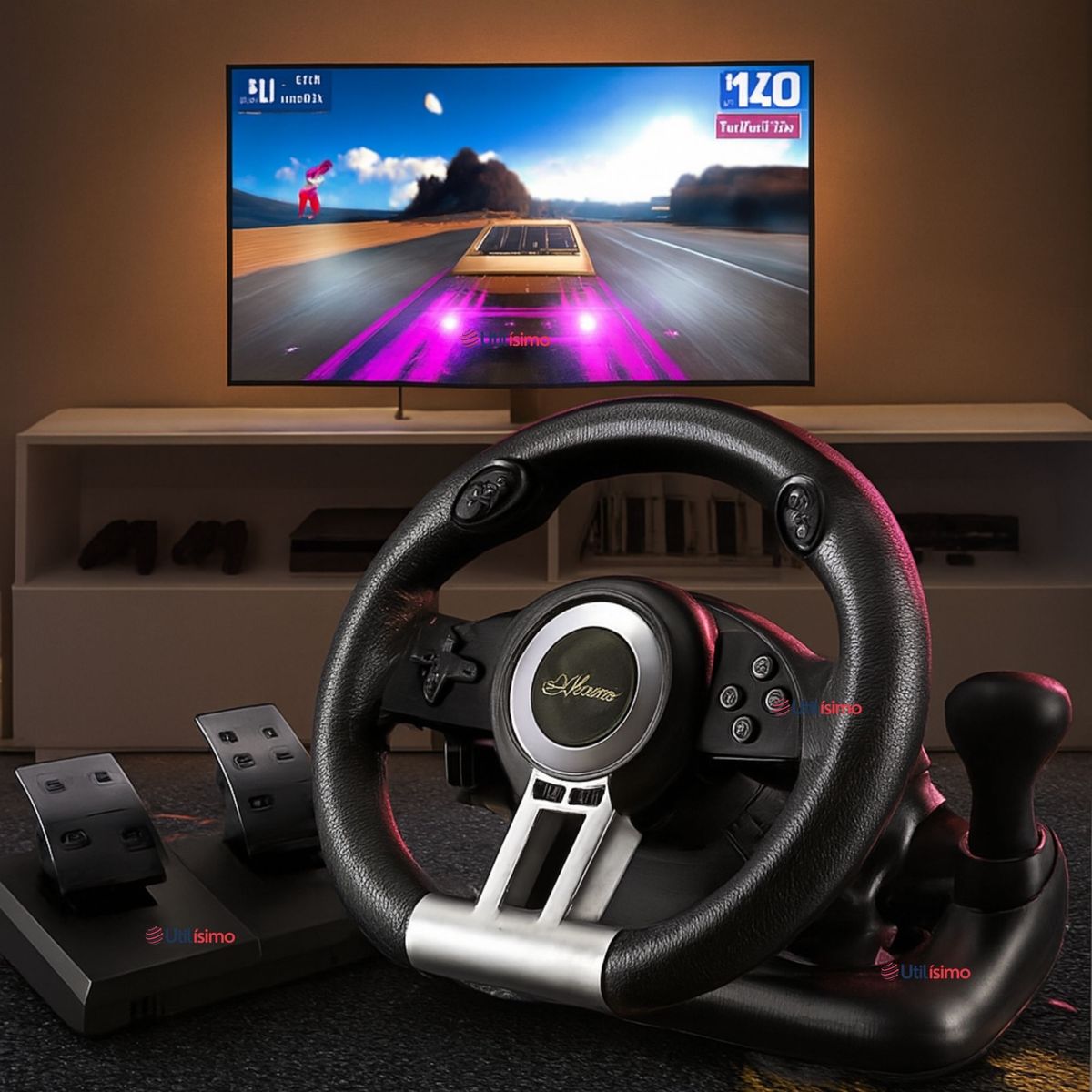 LINE - Volante De Juego V3 Pedales Palanca Carreras Ps4 Xbox Pc