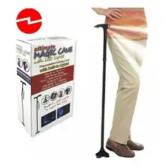 GENERICO - Bastón Plegable Bastones Ortopédicos Con Luz Led 4 Apoyos Negro