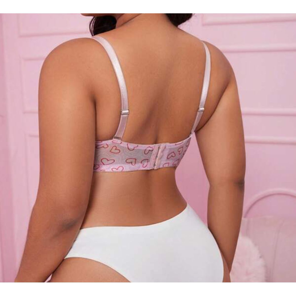 KIRAMA CLOTHING STORE - Sujetador Rosa con Corazones y Lazo  Estilo Dulce y Soporte Alto