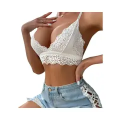 KIRAMA CLOTHING STORE - Sujetador Blanco con Estampado Barroco Estilo Romántico-Francés